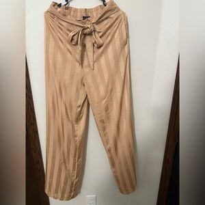 Chic Tan Striped Women's Trousers